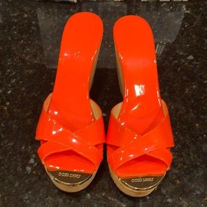 Jimmy Choo perfume 100 cork wedges neon patent size 40